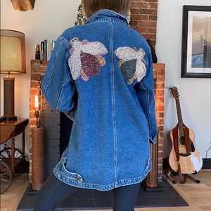 Vintage repurposed denim embellished Jean jacket